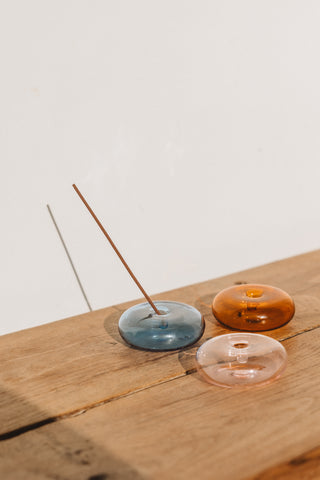 Glass pebble incense holder